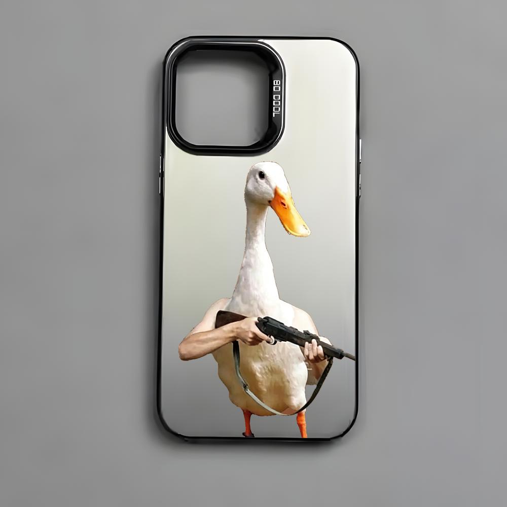 Забавный Боевой Утка Курица Чехол для Телефона Для iPhone 17 16 15 14 13 12 11 Pro Max Air Цветной Матовый Лазерный Аврора Ударопрочный Чехол