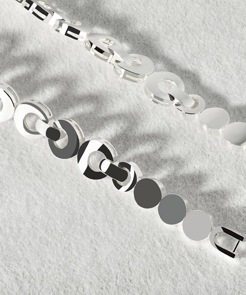Helene Jewelry Silver 925 Crescent Circle Link Silver Bracelet