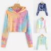 Женская мода Tie Dye Printed Hoodie Loose Long Sleeve Pullover Outdoor Casual Sweatshirt
