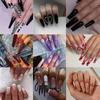 24pcs Press On Nails Full Cover False Nails Fake Nails Crystal Long Ballerina French