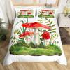 Cute Mushroom Duvet Cover Set Cartoon Mushrooms Comforter Cover Wild Mushroom Bedding Set Wildflower Botanical Plant Quilt Cover