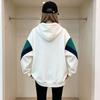 Женский худи оверсайз с принтом зеленого мишки, color-block, с круглым вырезом