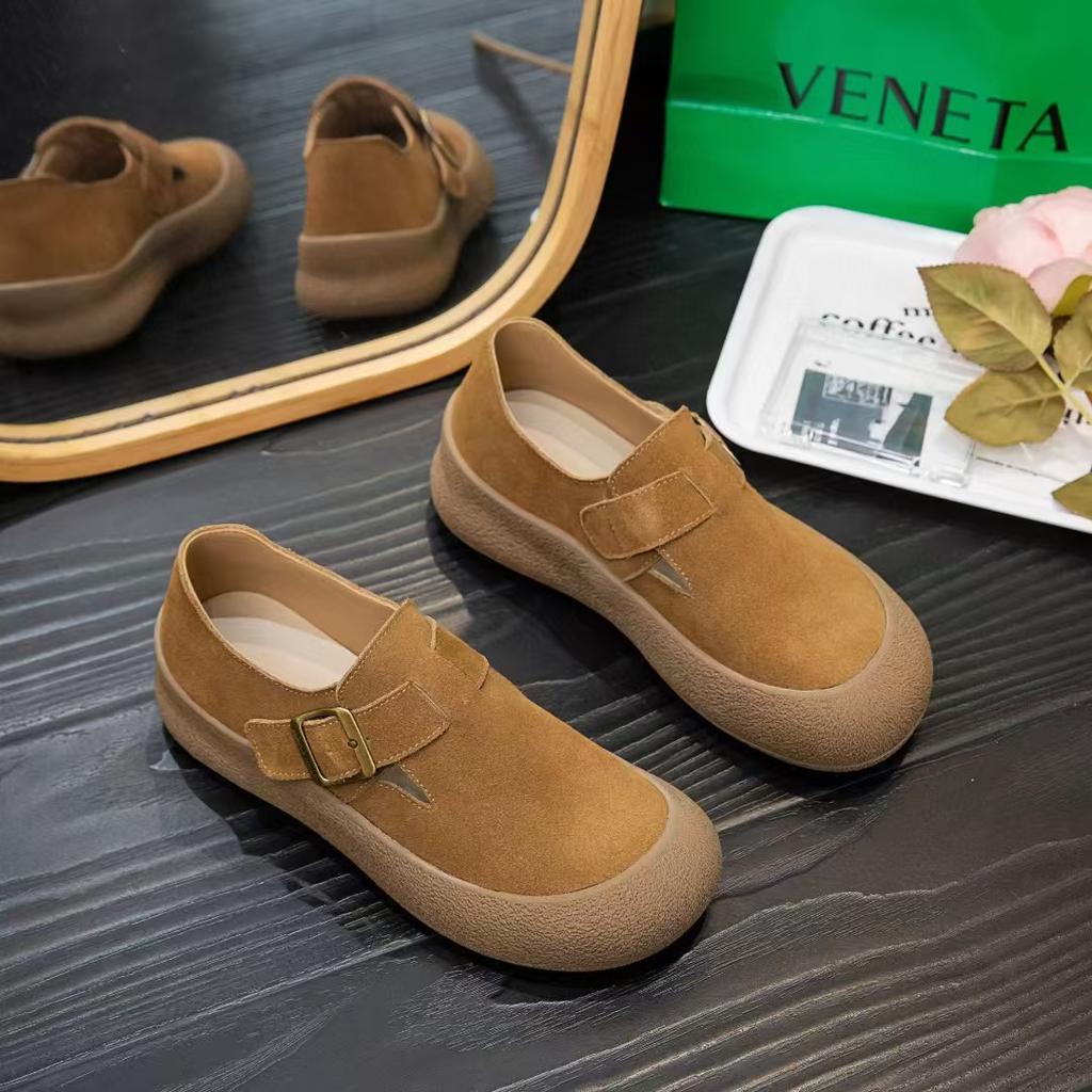 Женские туфли из натуральной кожи, осенние новинки, на толстой подошве, в стиле ретро, на мягкой подошве, повседневные туфли-лодочки на одном ремешке, удобные