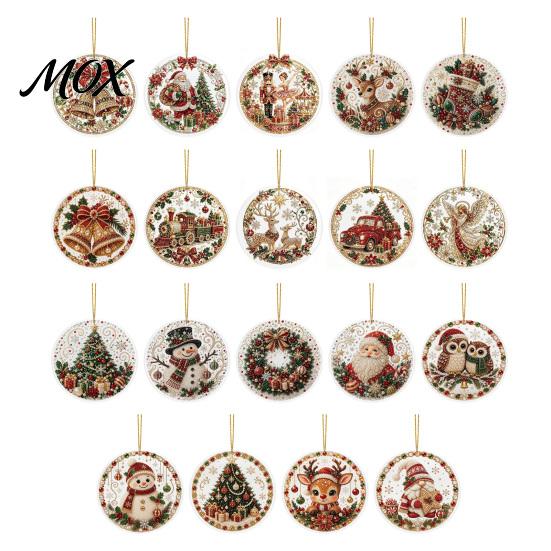 Acrylic Santa Decorations Christmas Hanging Ornament, 2D Flat Double Side Printed Festive Wall Snowman Pendant for Tree Window, Holiday Decor Office