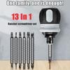 13 In 1 Ratchet Screwdriver Set Short Handle Cross Groove Drill Head Telescopic Detachable Steel Screw Driver Repair Hand Tools