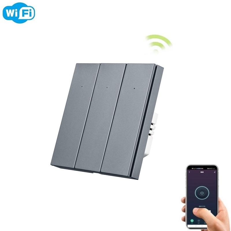 Smart WIFI Zigbee Light Switch Wall Mounted Wireless Push Button Switch Gray Plate Color Smart Life Google Home Alexa