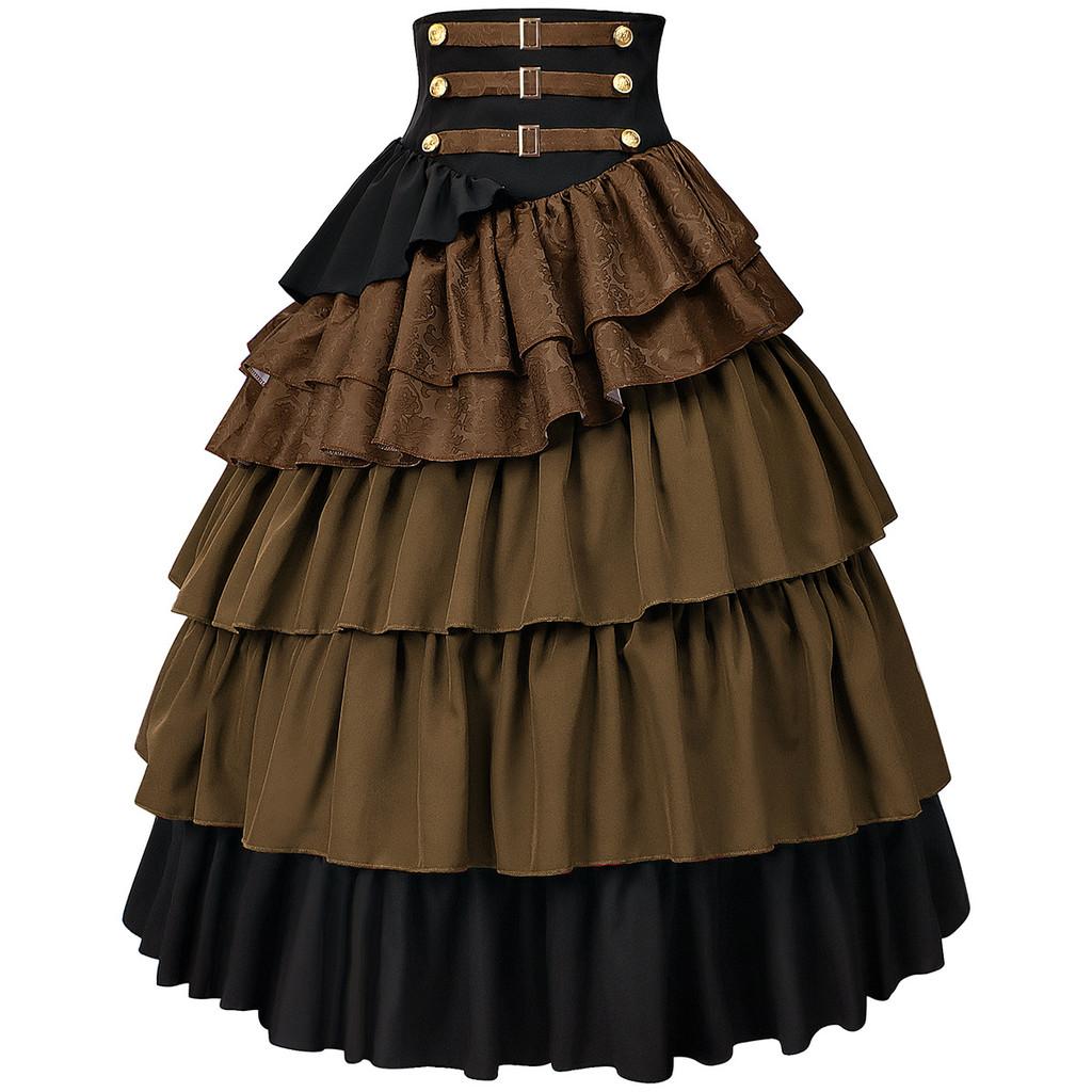 Gothic Steampunk Pirate Skirt For Women With Layered Ruffles For Costume Parties