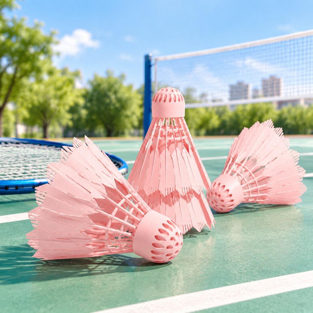 3Pcs Windproof Training Shuttlecock TPR Soft Ball Head Badminton Ball Badminton Training