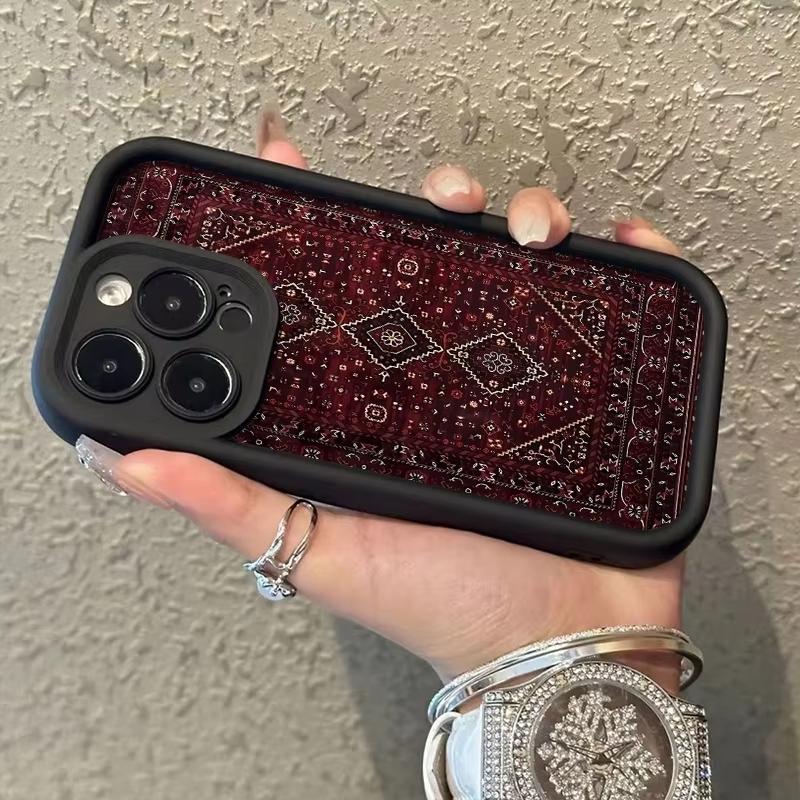 Чехол для телефона Винтажный Красный Ковровый Дизайн Для iPhone 17 16 Pro Max 11 13 12 14 15 Plus XS Max XR X 16E 17E Ударопрочный Чехол