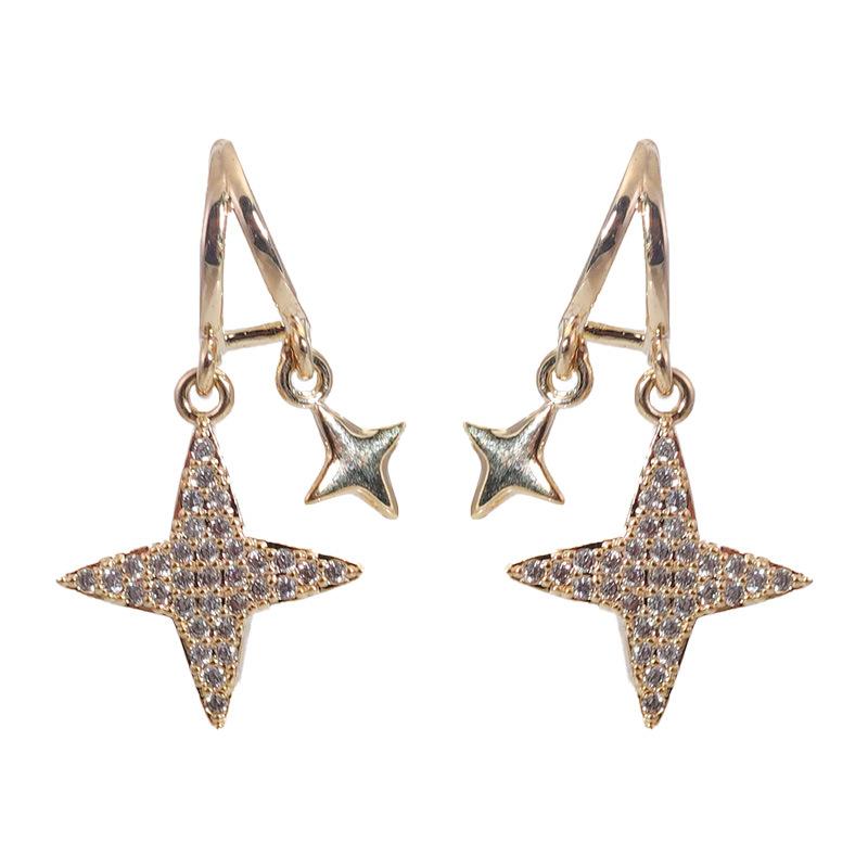 Starlight Stud Earrings with Diamonds, Exquisite Long Tassel Cross Earrings, Simple Niche High-end Earrings