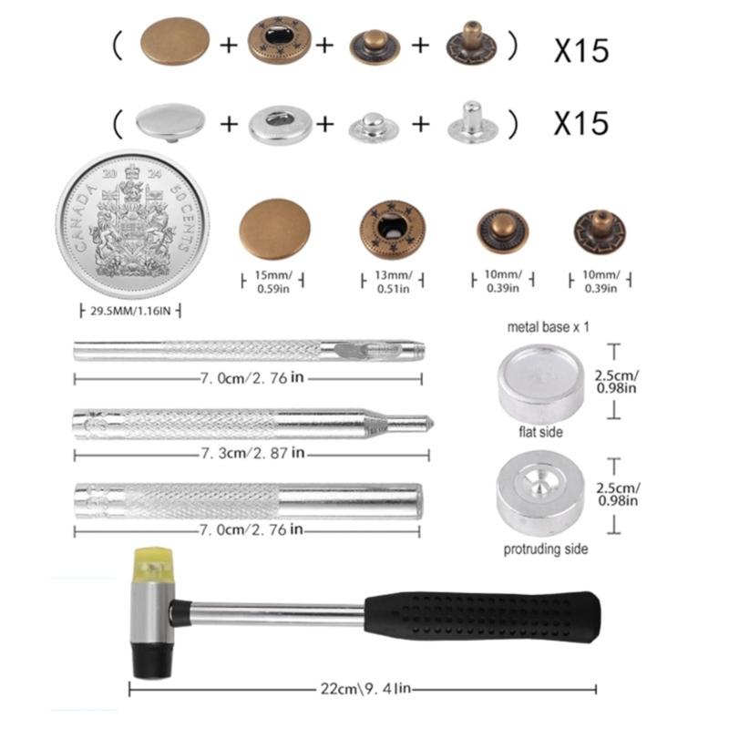 15 ММ Кнопки-застежки для шитья одежды, сумок и аксессуаров, Джинсовые брюки, Кнопки-заклепки, Аксессуар для ремонта