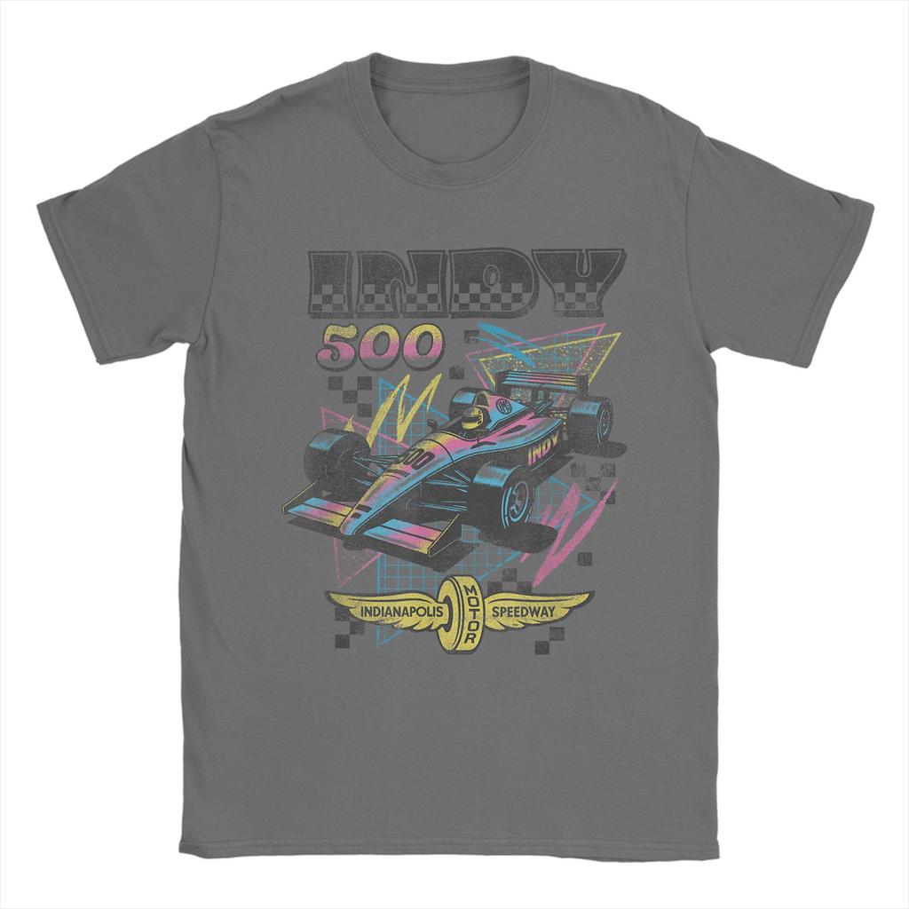 Men T-Shirt Indianapolis Motor Speedway Unique Cotton Tee Short Sleeve 90's Vibes Retro Poster T Shirt Merch Graphic Printed