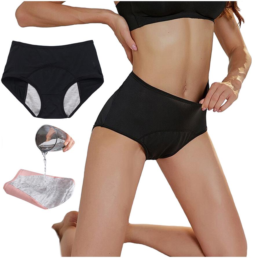 Black Xl Leak-Proof Menstrual Panty High Waist Women'S Panties