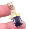 Natural Iolite Gemstone 925 Solid Sterling Silver Two Tone Pendant 1.50'' S7v93