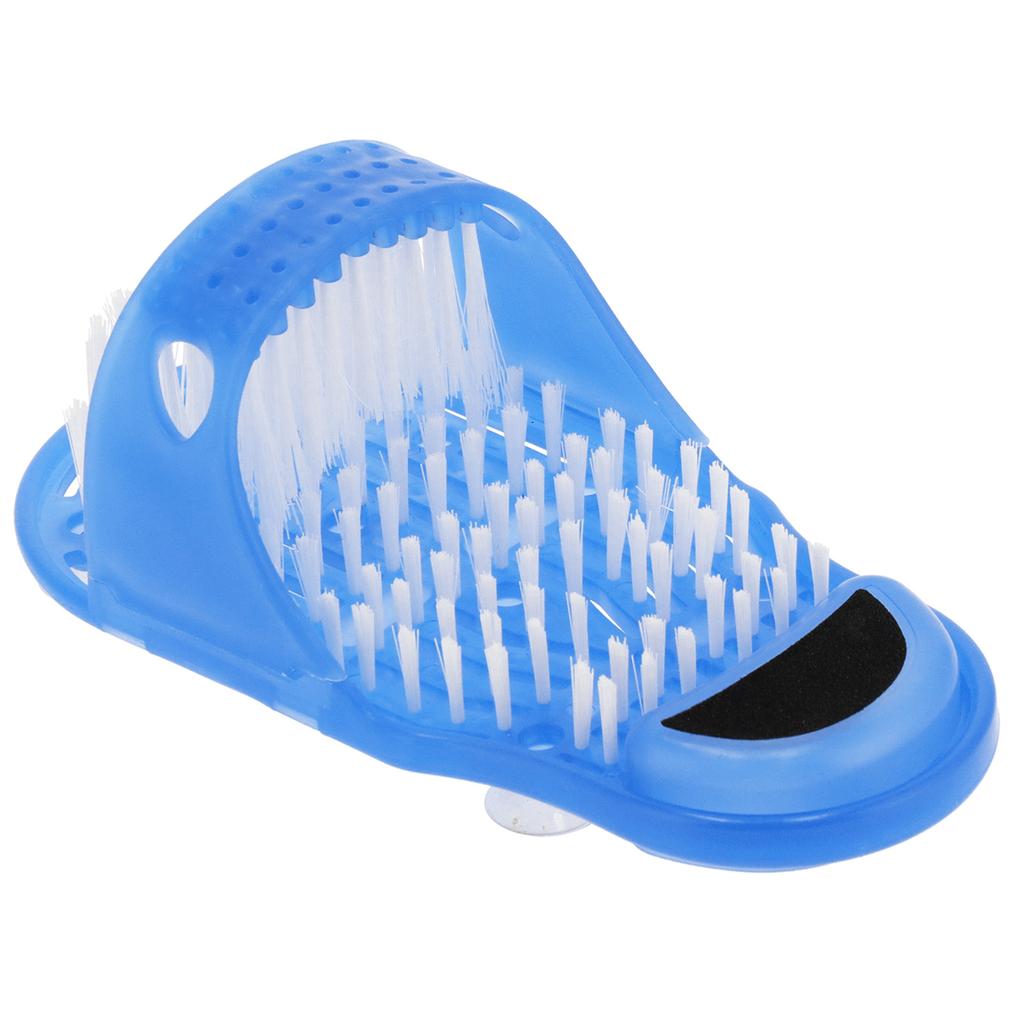 Shower Foot Scrubber Shoe Plastic Exfoliating Foot Massager Cleaner with Suction Cup Blue