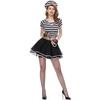 Split Black and White Striped Prisoner Suit, Halloween Costume Role-playing, Game Uniform, Sexy Cos Suit