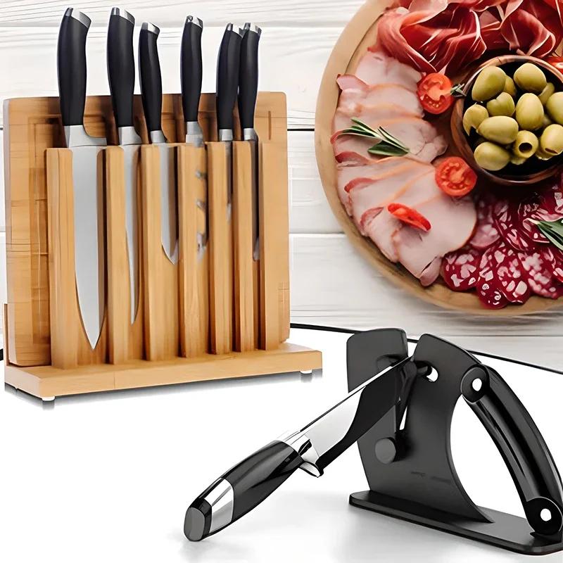 2-в-1 многофункциональная точилка для ножей ручная автоматическая регулируемая быстрая точилка кухонные гаджеты точильный камень для ножей