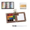 Mini Watercolor Kit Travel Watercolor Paint Set with Sketchbook Binder Clip Pen Portable Watercolor Palette with 12/24 Color Paints for Beginners