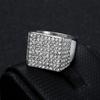 Hot Selling Hip Hop Jewelry Titanium Steel Gold Plated Square Full Diamond Ring