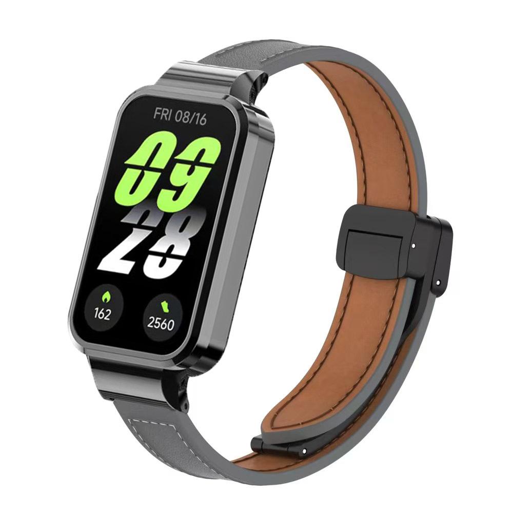 Для Xiaomi Smart Band 9 Active кожаный ремешок магнитная складная застежка для Redmi Band 3 металлический защитный чехол интегрированный ремешок