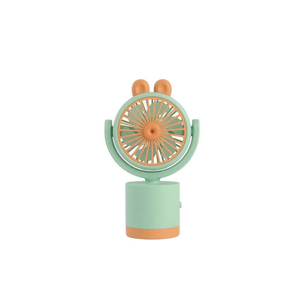 Adjustable Rotating Desktop Fan Rechargeable Portable Small Fan with Bunny Ear Design USB Powered Mini Table Fan for Office Home