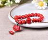 Authentic Red Cinnabar Bracelet with Fu Coin Peace Lock Bead – Women's Gift