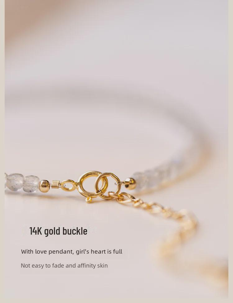 Браслет из натурального серого лунного камня и кристаллов лабрадорита — элегантный, простой подарок