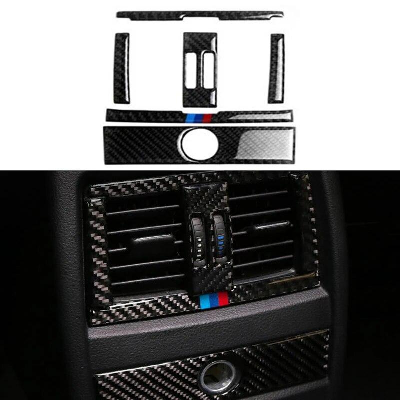 Carbon Fiber Auto Interior Rear Air Conditioning Outlet Trim Cover Sticker For BMW 3 Series F30 3GT F34 2013-19 Car Accessories