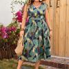 Женское летнее платье с открытой спиной и цветочным принтом, v-образным вырезом, высокой талией, длинное платье без рукавов, вечернее платье для профессионального клуба, дышащее элегантное удобное платье