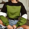 Womens Long Sleeve Splcing Color Sweatshirt Pullover Tops Blouse