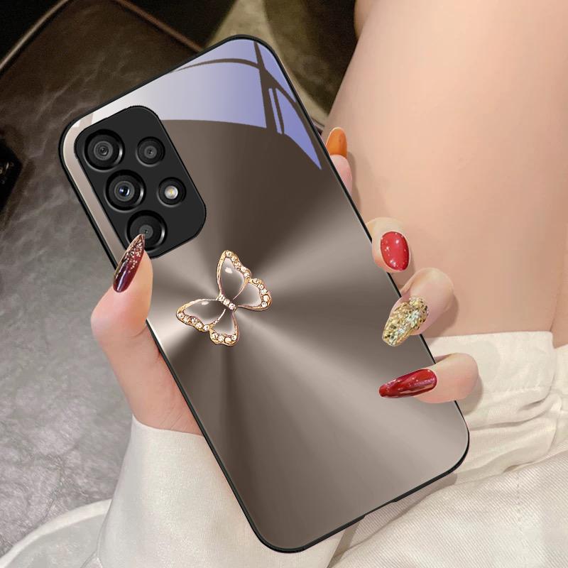 Розовый Аврора Бабочка Для Samsung Galaxy S10 4G S20 11E 30 S21 21Fe 22 S24 Pro S23 Ultra 5G S8 S9 Закаленное Стекло Чехол для Телефона
