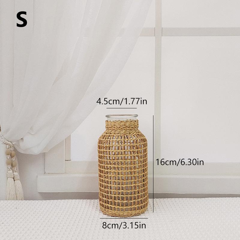 Ваза из ротанга для дома, декор для дома, настольные сухоцветы, плетеная ваза для деревенского ретро-плетения, художественная ваза для дома, гостиная