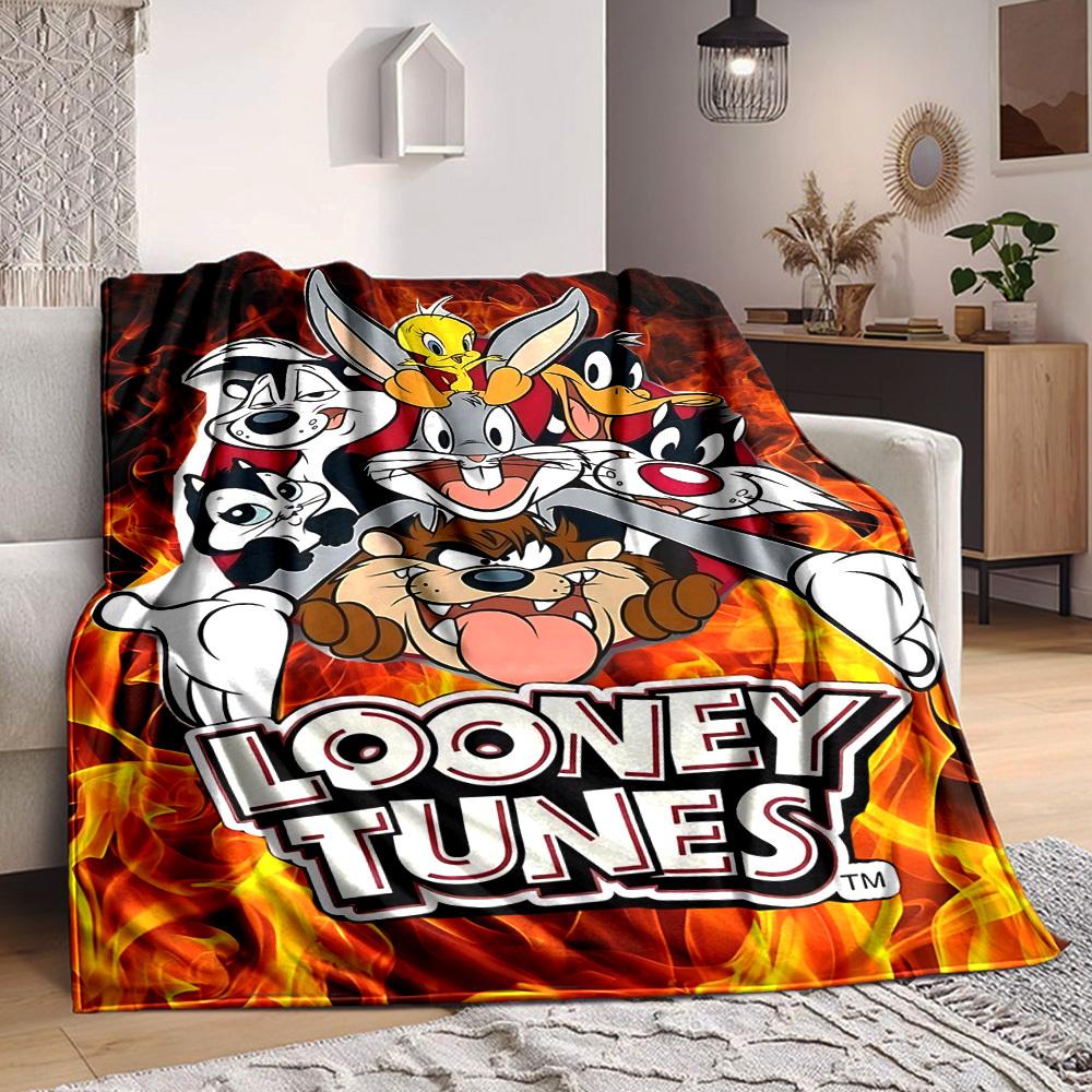 1 шт. Фланелевое покрывало Looney Tunes - Легкое, Мягкое, Теплое, Всесезонное покрывало для дивана, кровати, путешествий, кемпинга L1029175