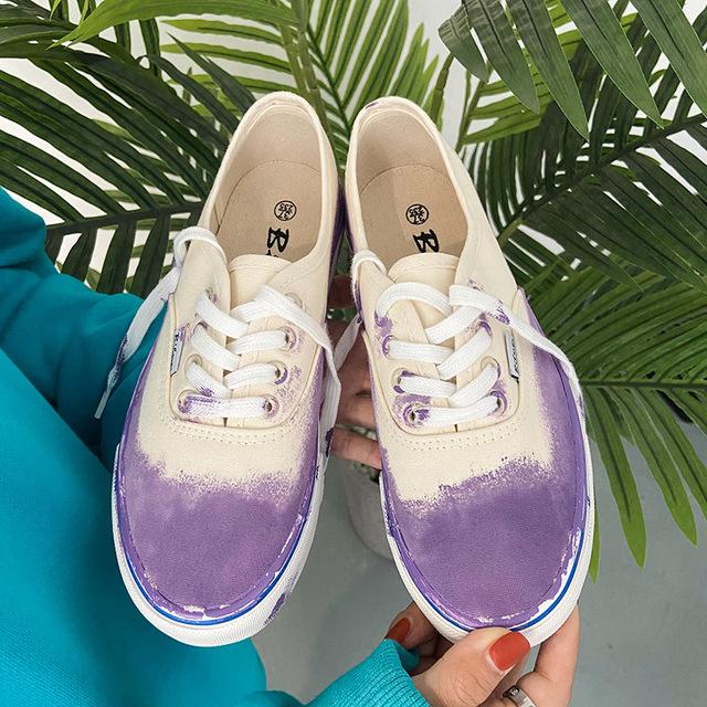 Летние разноцветные японские туфли с граффити в стиле ретро, ​​масляной краской, чернилами, парусиновые туфли, студентки, универсальные кроссовки