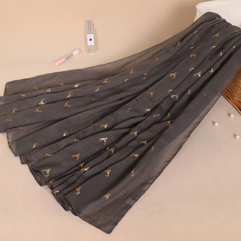 New Deer Autumn and Winter New Product Shawl Cotton Linen Linen Monochrome Bronzing Women's Scarf Long Scarf Versatile