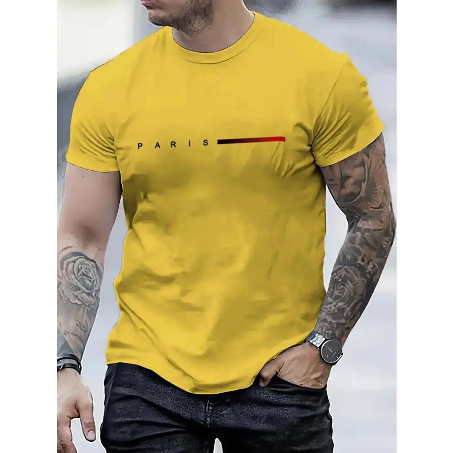 Повседневная мужская футболка с короткими рукавами и летним узором в стиле Парижа, топы с объемным принтом, облегающая мужская одежда, футболка больших размеров