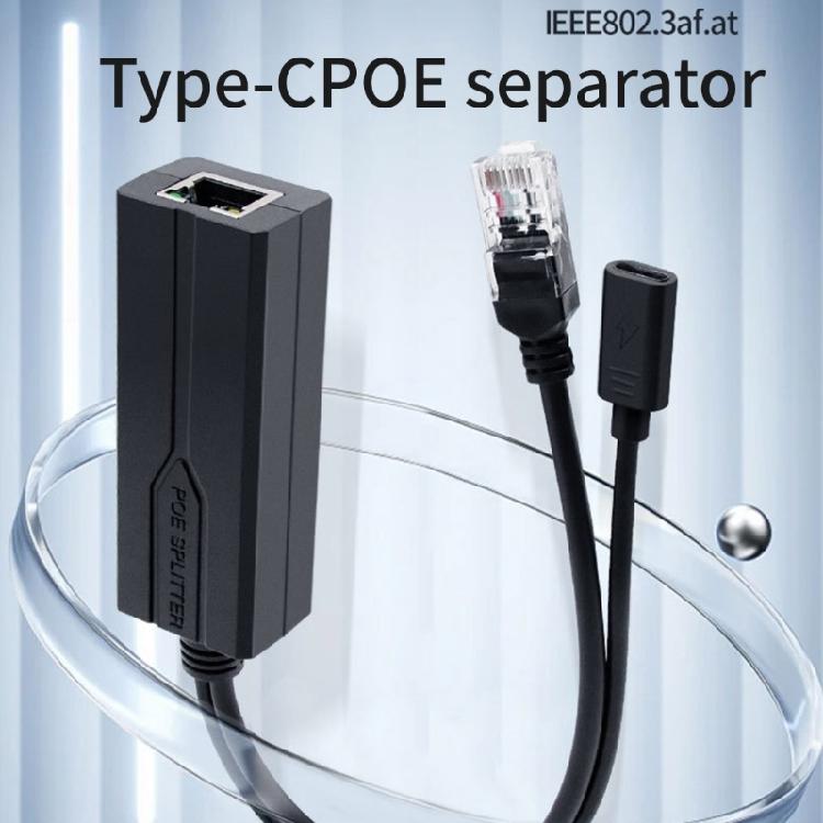 Прочный Пластиковый USB C POE Разветвитель POE в USB C Преобразователь Питания, 48В в 5В для Различных Устройств Устройства Низкого Напряжения