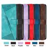 Embossed Geometric Lines Pattern Solid Leather Phone Wallet Case Book Stand For Samsung Xiaomi Infinix Tecno Google Girls Magnetic Card Flip Cover Bag