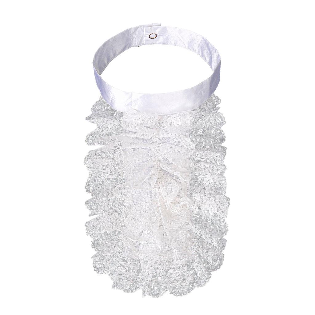 Victorian Renaissances Detachable Ruffled Lace Jabot False Collar for Steampunk Halloween Cosplay Costume Accessory