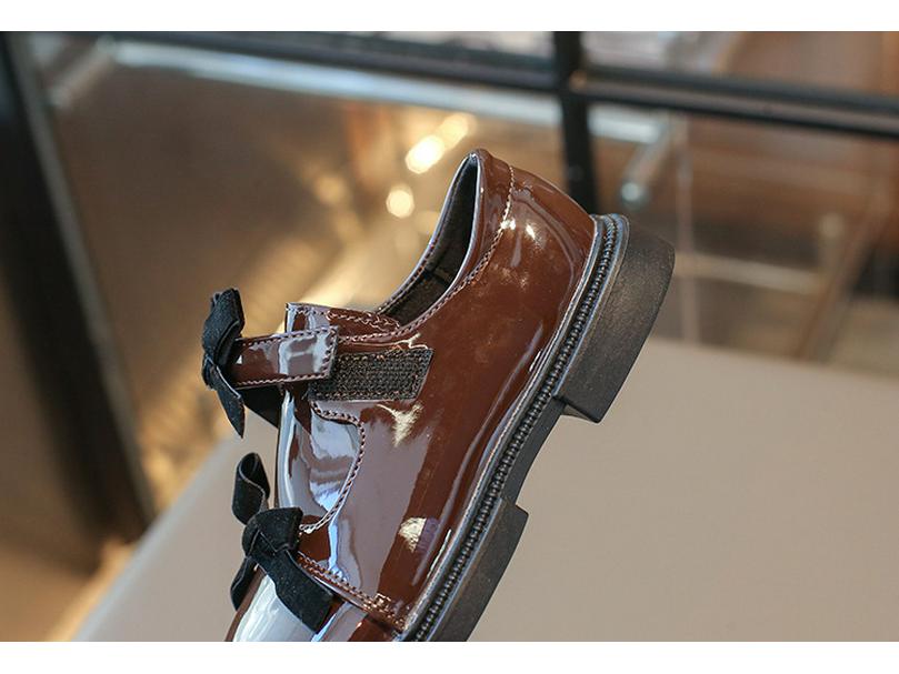 Женские кожаные лоферы в корейском стиле с зеркальным покрытием и двойными бантами - Весна 2026 Туфельки Принцессы