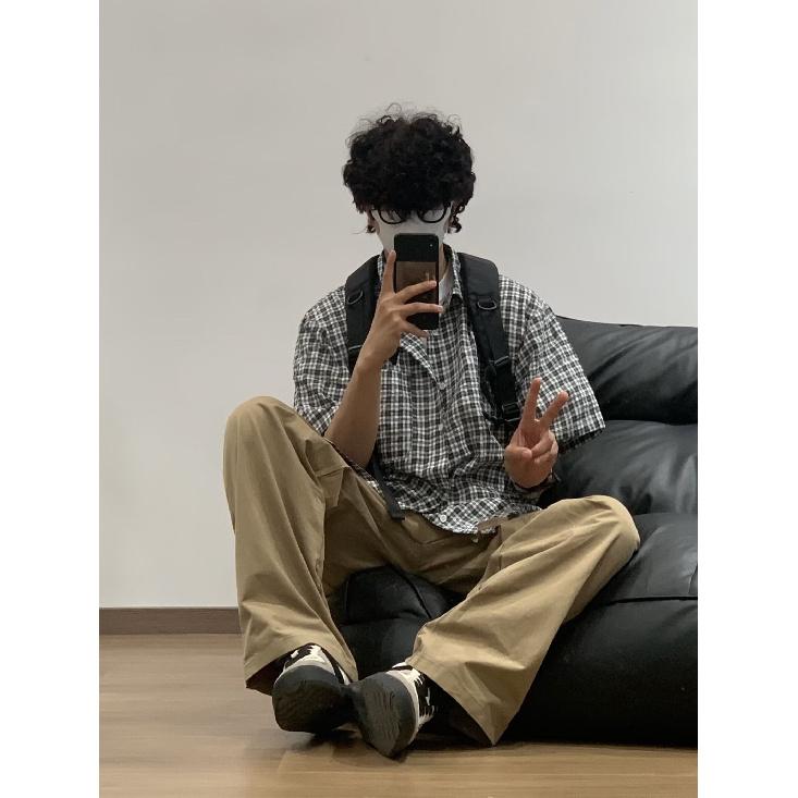 Летняя новая клетчатая рубашка мужская рубашка в стиле ретро с коротким рукавом в американском стиле японская рубашка куртка