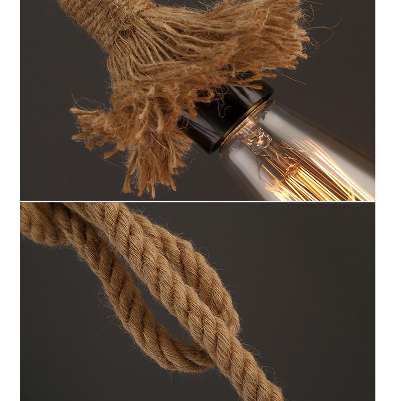 Винтажный Ретро Промышленный Лофт Держатель Пеньковой Веревки Потолочный Подвесной Светильник Лампа Кафе Ресторан Ретро Люстра