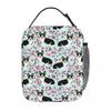 Corgi Cherry Blossom Floral Dog Изолированные сумки для ланча Термоконтейнер для еды Портативная сумка для животных Ланч-бокс Bento Pouch Work