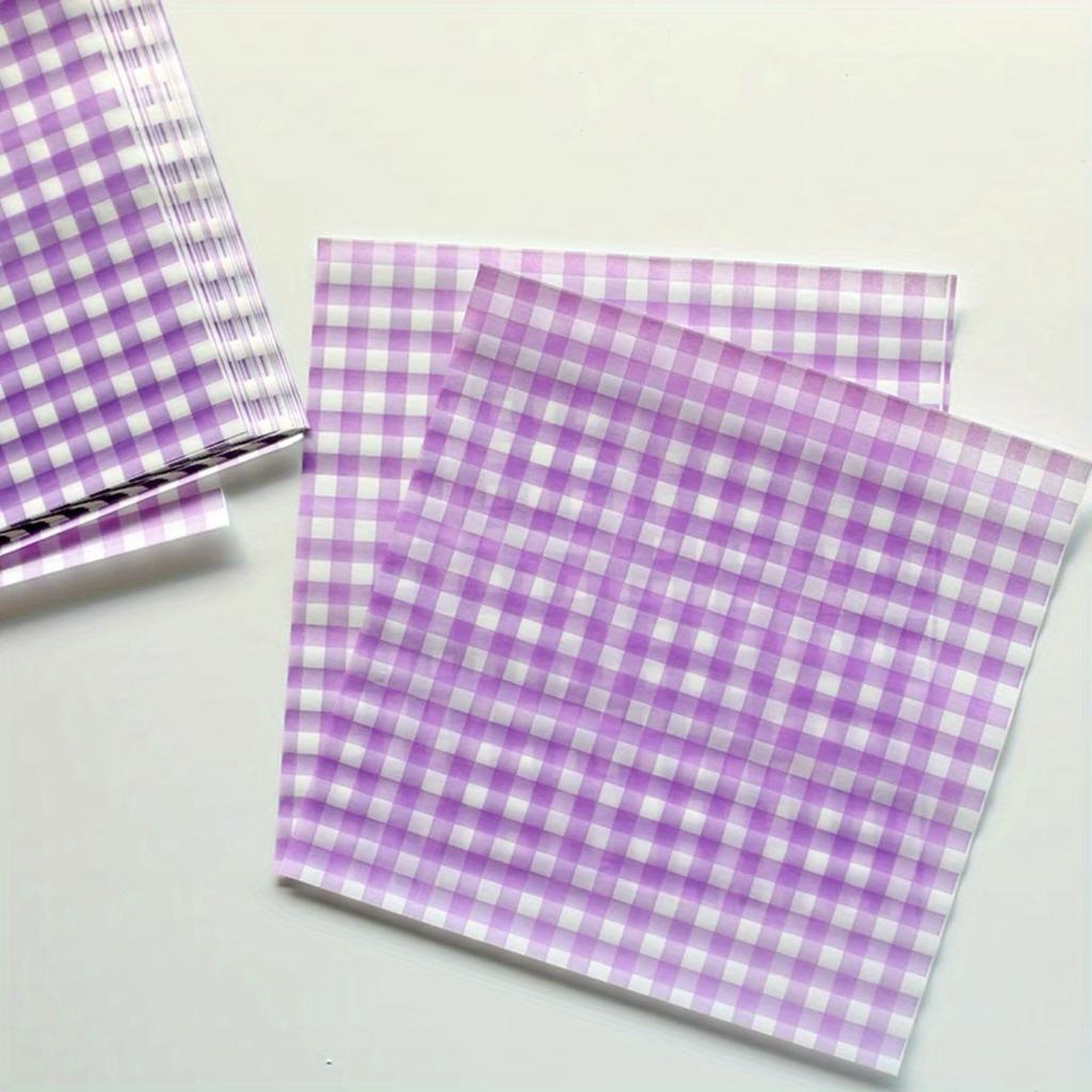 100 листов, Листы вощеной бумаги с клетчатым узором (7.09''x7.09''), Жиростойкая бумага для упаковки пищевых продуктов, одноразовые обертки для еды