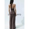 Summer New Product Women's Clothes French Pleated Design Drape Fabric Mid Waist Wide Leg Casual Trousers 8338504