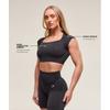 Gymshark Бесшовный укороченный топ Adapt X Whitney Animal Black Asphalt Grey B3b2h Bc3c