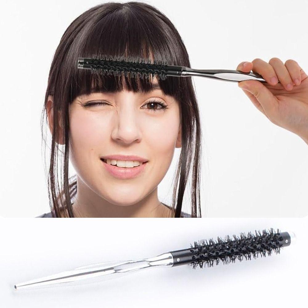 with Smooth Handle Small Curling Brush Styling Hair Brush Nylon Bristles Roller Brush Mini Quiff Roller Portable Curling Brush
