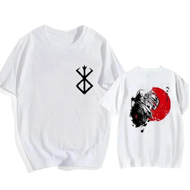 Футболка больших размеров с японским аниме Harajuku Berserk Guts Eyes Print Funny, графическая футболка, уличная футболка Manga, топ, футболки в стиле хип-хоп