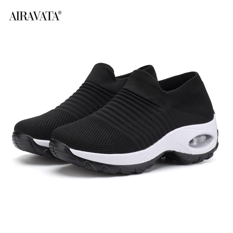 Fashion Women Casual Sneakers Mesh Platform Slip-on Air Cushion Sport Shake Shoes