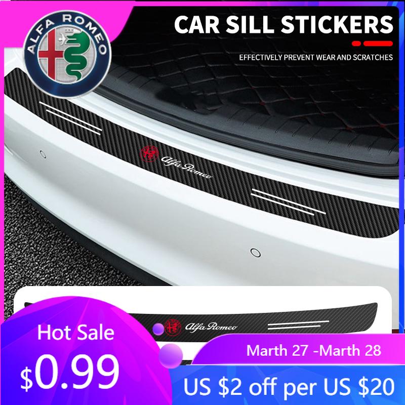 For Alfa Romeo 1pcs Car Rear Trunk Door Protector Stickers For Alfa Romeo Giulia Stelvio Giulietta 156 159 147 Mito Tonale Brera